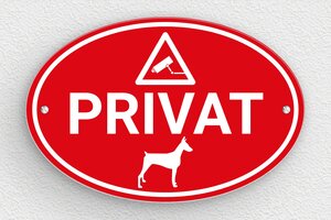 Schild Privatgrundstück - Ovales Schild 'Privatbesitz' - 210 x 140 mm - PVC - rouge-blanc - screws - de-privat-schild-037-1