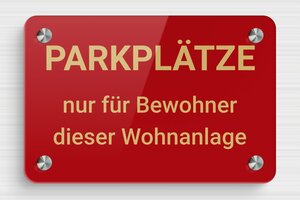 Schild Privatgrundstück - Schild 'Privatbesitz, Zutritt verboten' - 210 x 140 mm - Plexiglas - rouge-or - screws-spacer - de-privat-schild-041-2