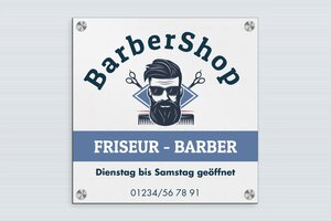 Ladenschilder - de-profisign-barber-quadri-003-3 - 300 x 300 mm - gris-noir - screws-caps - de-profisign-barber-quadri-003-3