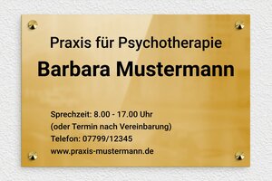 Praxisschild Psychotherapie - de-psycho-praxis-schild-001-1 - 300 x 200 mm - poli-noir - screws-caps - de-psycho-praxis-schild-001-1