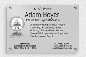 Praxisschild Psychotherapie - de-psycho-praxis-schild-002-2 - 300 x 200 mm - anodise - screws-spacer - de-psycho-praxis-schild-002-2