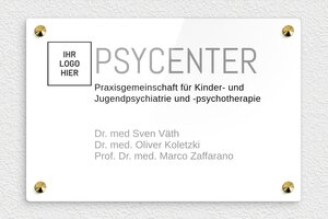 Praxisschild Psychotherapie - de-psycho-praxis-schild-003-1 - 300 x 200 mm - custom - screws-caps - de-psycho-praxis-schild-003-1