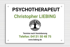 Praxisschild Psychotherapie - de-psycho-praxis-schild-003-4 - 300 x 200 mm - custom - screws - de-psycho-praxis-schild-003-4