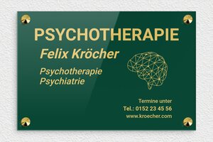 Plexiglasschilder - de-psycho-praxis-schild-003-5 - 300 x 200 mm - vert-or - screws-caps - de-psycho-praxis-schild-003-5