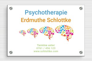 Praxisschild Psychotherapie - de-psycho-praxis-schild-004-2 - 300 x 200 mm - custom - screws-spacer - de-psycho-praxis-schild-004-2