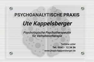 Praxisschild Psychotherapie - de-psycho-praxis-schild-004-4 - 300 x 200 mm - transparent - screws-spacer - de-psycho-praxis-schild-004-4