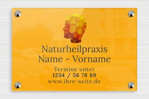 Praxisschild Psychotherapie - de-psycho-praxis-schild-004-5 - 300 x 200 mm - miroir-or-noir - screws-caps - de-psycho-praxis-schild-004-5