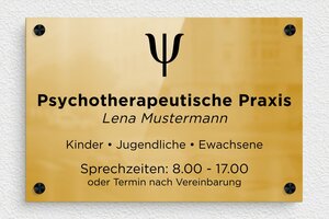 Praxisschild Psychotherapie - de-psycho-praxis-schild-005-2 - 300 x 200 mm - poli-noir - screws-spacer - de-psycho-praxis-schild-005-2