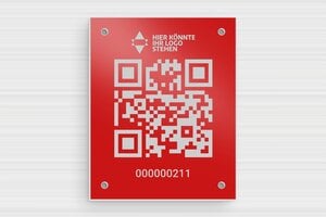 Qr code Schild - de-qr-code-schild-001-4 - 80 x 100 mm - rouge-nopaint - holes-only - de-qr-code-schild-001-4