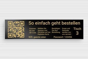 Qr code Schild - de-qr-code-schild-002-1 - 160 x 40 mm - noir-or - none - de-qr-code-schild-002-1