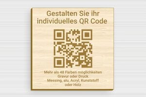 Qr code Schild - de-qr-code-schild-002-4 - 100 x 100 mm - erable - none - de-qr-code-schild-002-4