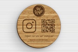 Qr code Schild - de-qr-code-schild-004-1 - 100 x 100 mm - chene - glue - de-qr-code-schild-004-1