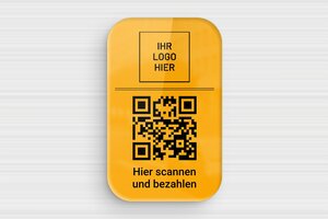 Qr code Schild - de-qr-code-schild-004-5 - 50 x 80 mm - miroir-or-noir - glue - de-qr-code-schild-004-5