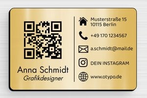 QR Code Schild - PVC - 85 x 55 mm - or-brosse-noir - none - de-qr-code-schild-014-3