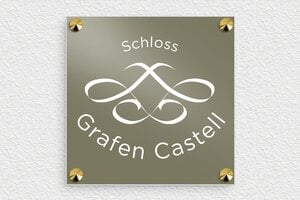 Namensschild haustür - de-residenz-schild-028-1 - 150 x 150 mm - taupe - screws-caps - de-residenz-schild-028-1