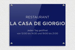 Restaurant Schild - de-restaurant-002-1 - 400 x 300 mm - bleu-argent - screws-caps - de-restaurant-002-1