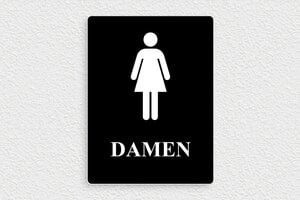 Restaurant Schild - WC-Schild Damen - 150 x 200 mm - PVC - noir-blanc - glue - de-schild-damen-toiletten-001-0