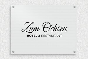 Hotelschilder - de-schild-hotel-restaurant-001-1 - 400 x 300 mm - brosse - screws-spacer - de-schild-hotel-restaurant-001-1