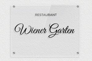 Schilder selbst gestalten - de-schild-restaurant-001-12 - 400 x 300 mm - transparent - screws-spacer - de-schild-restaurant-001-12