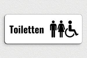 WC-Beschilderung - 210 x 80 mm - PVC - blanc-noir - glue - de-schild-tioletten-005-1