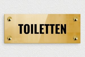 Hotelschilder - Messing-WC-Schild – 210 x 80 mm - 210 x 80 mm - Messing - poli - screws-caps - de-schild-toiletten-004-4