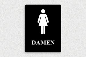 Hotelschilder - WC-Schild für Frauen - 150 x 200 mm - PVC - noir-blanc - glue - de-schild-toiletten-damen-001-0