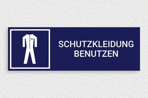 Gebotsschilder - Schild 'Tragen von Schutzbekleidung obligatorisch' - 300 x 100 mm - PVC - bleu-marine-blanc - glue - de-schutz-kleidung-benutzen-schild-003-3