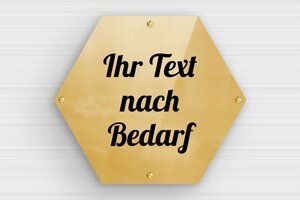 Schild nach Form - de-sechseckig-schild-001-2 - 190 x 165 mm - poli-noir - screws - de-sechseckig-schild-001-2