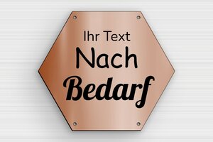 Echseckiges Schild - de-sechseckig-schild-002-3 - 170 x 148 mm - cuivre-noir - holes-only - de-sechseckig-schild-002-3