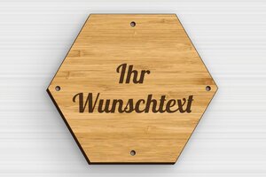 Echseckiges Schild - de-sechseckig-schild-002-5 - 135 x 118 mm - bambou - holes-only - de-sechseckig-schild-002-5