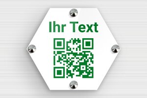 Echseckiges Schild - de-sechseckig-schild-003-2 - 145 x 127 mm - blanc-vert - screws-caps - de-sechseckig-schild-003-2