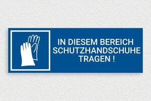 Sicherheitsschilder - Schild 'Handschuhe sind beim Umgang obligatorisch' - 300 x 100 mm - PVC - bleu-blanc - glue - de-sicherheit-handschuhe-schild-010-3