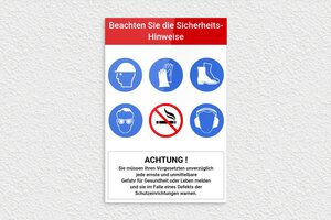 Gebotsschilder - Schild mit Sicherheitsanweisungen - 250 x 380 mm - Plexiglas - custom - glue - de-sicherheit-hinweise-004-3