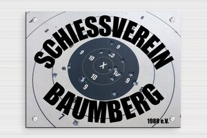 Sportschild - de-sport-verein-schild-002-1 - 200 x 150 mm - gris-noir - screws - de-sport-verein-schild-002-1