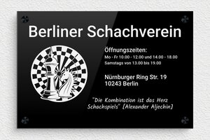 Schild pro branche - de-sport-verein-schild-002-2 - 300 x 200 mm - noir-blanc - screws-spacer - de-sport-verein-schild-002-2