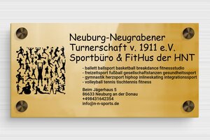 Sportschild - de-sport-verein-schild-002-4 - 200 x 100 mm - poli-noir - screws-spacer - de-sport-verein-schild-002-4