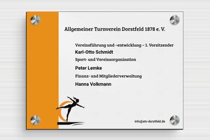 Sportschild - de-sport-verein-schild-003-5 - 200 x 150 mm - gris-noir - screws-spacer - de-sport-verein-schild-003-5