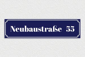 straßenschilder - de-strasse-schild-001-2 - 600 x 150 mm - bleu-marine-blanc - screws - de-strasse-schild-001-2