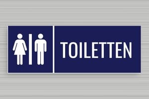 Schild Öffnungszeiten - Schild Toiletten – 210 x 75 mm – PVC - 210 x 75 mm - PVC - bleu-marine-blanc - glue - de-toiletten-schild-001-3