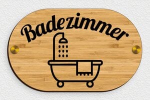 Holzschilder - Holzschild für das Badezimmer - 195 x 120 mm - Holz - bambou - screws-caps - de-toiletten-schild-003-1