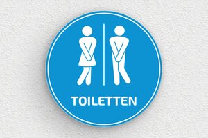 Rundes Schild - Rundes WC-Schild aus himmelblauem PVC - 200 x 200 mm - PVC - bleu-ciel-blanc - glue - de-toiletten-schild-004-3