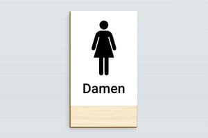 Wc schild - Holz WC-Schild für Damen - 120 x 210 mm - Holz - erable - glue - de-toiletten-schild-005-1