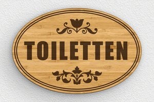 Holzschilder - WC-Schild - Holz - Oval - 210 x 140 mm - 210 x 140 mm - Holz - bambou - glue - de-toiletten-schild-006-1