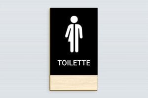 Wc schild - Gemischtes WC-Schild aus Holz - 120 x 210 mm - Holz - erable - glue - de-toiletten-schild-007-1