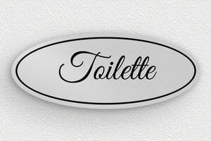 Ovales Schild - Ovales WC-Schild aus Aluminium - 150 x 60 mm - Aluminium - anodise - glue - de-toiletten-schild-011-2