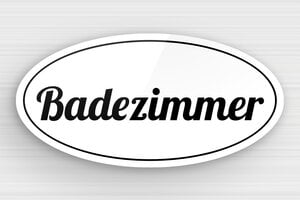 Ovales Schild - Ovales Badezimmer-Schild - 120 x 60 mm - Plexiglas - blanc-noir - glue - de-toiletten-schild-012-1