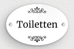 Plexiglasschilder - WC-Schild - Plexiglas - Oval - 105 x 70 mm - 105 x 70 mm - Plexiglas - blanc-noir - screws - de-toiletten-schild-016-1