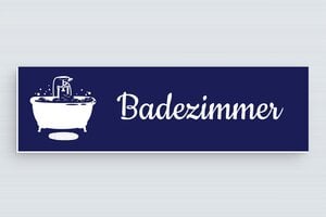 Wc schild - Badezimmerschild - PVC - 170 x 50 mm - 170 x 50 mm - PVC - bleu-marine-blanc - glue - de-toiletten-schild-022-1