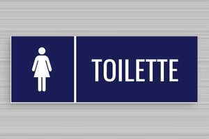 Schild Öffnungszeiten - Damentoiletten-Schild - 210 x 75 mm - PVC - bleu-marine-blanc - glue - de-toiletten-schild-damen-002-3