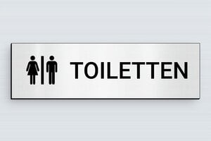 WC-Schild - PVC - Matt gebürstetes Grau - 170 x 50 mm - 170 x 50 mm - PVC - gris-brosse-noir - glue - de-toiletten-schild-sdb-018-1